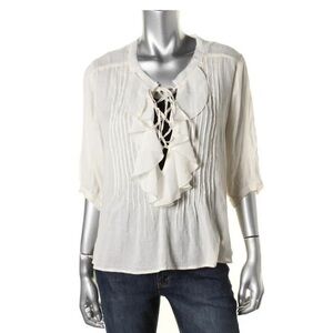 Ralph Lauren Denim & Supply Lace-Up Cotton Ruffle Top